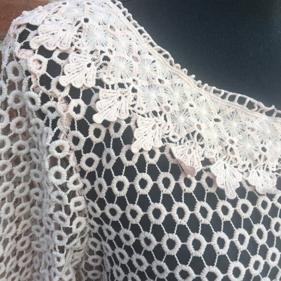 Simply Irresistible Crochet Tunic Dress Medium Peach Beach Cover Boho Ibiza Euro - Picture 2 of 7